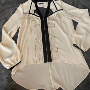 **SOLD**Full Zip High/Low Sequin Blouse